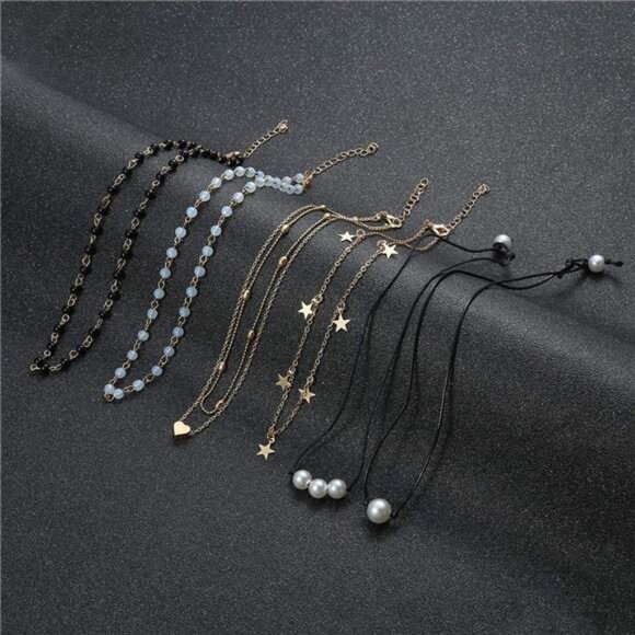 4-12 Pieces Beaded Choker Necklaces for Women Boho Seed Bead Choker Set - Picture 5 of 8